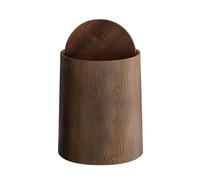 Wood Waste Paper Bathroom Bin with Lid with Rotating Detachable Internal Floral Retro Round Trash Can Lightweight Recycling Bedroom Rubbish Bin for Kitchen Bedroom Bathroom Offices or Home