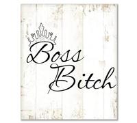 Wood Welcome Sign Boss Bitch Morden Wooden Plaque, Inspirational Quotes Wooden Sign for The Home Office Decorations 10x12 Inch