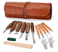 Wood Whittling Set with PU Case - Whittling Kit Premium Wood Tools with Leather Strop and Polishing Compound