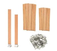 Wood Wicks for Making Candles Kit, 120Pcs Natural Wooden Candle Wick with Iron Stand for Handmade DIY Scented Candle Holder Craft Supplies