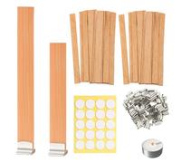 Wood Wicks, Wooden Wicks for Candle Making, 120PCS Candle Wicks Set with 60 Clips and 100 Adhesive Dots, Candle Making Supplies for Wood Wick Candles Crackling