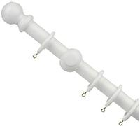 Wood Wooden Curtain Rail Pole Rod Set (White 120cm)