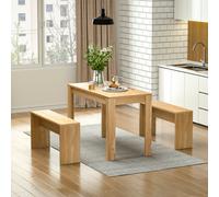 (Wood) Wooden Kitchen Furniture 6 Seater Dining Table 2 Chair Bench Set