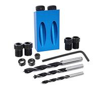Wood Woodwork Guides Joint Angle Tool Carpentry Locator, 15 Degree Pocket Hole Jig Kit, Dowel Drill Joinery Kit 6/8/10mm(14Pcs)