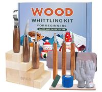 Wood Woodworking Tools Kit 21PCS Wood Woodworking Kit for Adults Beginners,6PCS Woodworking Tools and 9PCS Basswood Blocks, Gloves, Roll Bag, Durable Woodworking Tools Kit