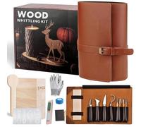 Wood Working Tools Kit, 25PCS Professional Woodworking Set, Durable Wood Working Tools with Luxury Leather Case, Basswood Blocks, Gift for Adults Beginners DIY Fun