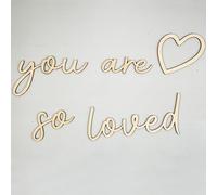 Wood You are So Loved Wall Decor - Boho Wooden Script Art for Nursery, Children, Baby Boys and Girls Bedroom Decor - Nursery Wall Decor with Heart Decal Included