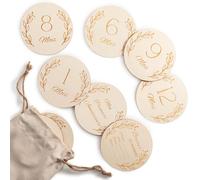 Wood You Buy Wooden Baby Milestone Cards, Baby Shower Card, Monthly Milestone Disks, Newborn Photo Props, Hello World Birth Announcement, My First Year (1-12 Months), 14pcs, Many Languages