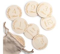 Wood You Buy Wooden Baby Milestone Cards, Baby Shower Card, Monthly Milestone Disks, Newborn Photo Props, Hello World Birth Announcement, My First Year (1-12 Months), 14pcs, Many Languages