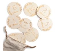 Wood You Buy Wooden Baby Milestone Cards, Baby Shower Card, Monthly Milestone Disks, Newborn Photo Props, Hello World Birth Announcement, My First Year (1-12 Months), 14pcs, Many Languages