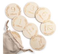 Wood You Buy Wooden Baby Milestone Cards, Baby Shower Card, Monthly Milestone Disks, Newborn Photo Props, Hello World Birth Announcement, My First Year (1-12 Months), 14pcs, Many Languages