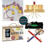 Wood You Throw It? Outdoor Games Bundle, Garden Games Set with Boules, Kubb, Quoits, Medals