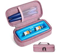 WOODAKE Insulin Cooler Travel Case for Vials & Pen - TSA Approved, Portable Medication Case with Reusable Ice Brick for Long-Lasting Cooling (Red)