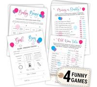 WOODAMORE Baby Gender Reveal Games For Guests - 4 Funny Baby Shower Games For Gender Reveal Party Decorations, Boy Or Girl Gender Reveal Ideas Baby Prediction Cards, Old Wives Tales Baby Bingo Game