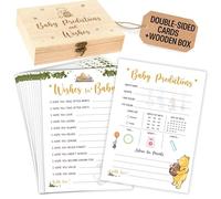 Woodamore Baby Prediction Cards Box - 30 Double-sided Winnie Well Wishes Card, Guess The Due Date Classic Pooh Baby Shower Games For Gender Reveal Party Decorations