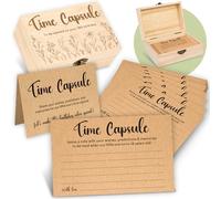 WOODAMORE Baby Time Capsule Box 1st Birthday Keepsake - Baby Time Capsule for First Birthday Party Games, 1st Birthday Activities for Party, Time Capsule Cards for 50 Guests, Baby Shower Game