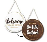 Woodamore Do Not Disturb Door Hanger Sign - Welcome Please Knock Sign For Doors Changeable, Wood Meeting In Progress Door Signs For Office, Bedroom Wall Decor