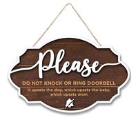 Woodamore Do Not Ring Doorbell Sign Baby Sleeping - Please Do Not Knock or Ring Doorbell Sign, No Soliciting Baby Sleeping Sign for Front Door, Shh Dont Ring Doorbell Sign, Do Not Knock Sign Hanger