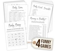 WOODAMORE Funny Baby Shower Games Gender Neutral - Baby Shower Bingo Game For Girl, Baby Bingo For Baby Shower Boy, Baby Trivia Baby Word Scramble Card, Baby Games For Baby Shower Decorations