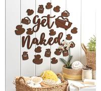 Woodamore Get Naked Sign For Bathroom Decorations - Get Naked Bathroom Decor, Funny Bathroom Signs Wall Decor, Farmhouse Get Naked Wood Sign Bath Word Art For Half Bathroom