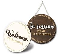 Woodamore In Session Door Sign For Therapists - Please Do Not Disturb Sign For Office Door, Therapy Session In Progress Doors Signs, Welcome Please Knock Signs For Doors, Massage Therapy Decor