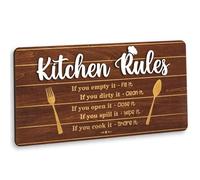 Woodamore Rustic Kitchen Rules Sign Wall Decor - Wood Kitchen Signs Decor, Hanging Wall Art Farmhouse Kitchen Decorations For Home