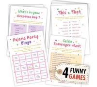 WOODAMORE Slumber Party Game Cards - Sleepover Games for Girls 8-12, Pajama Party Decorations