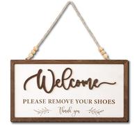 Woodamore Welcome Please Remove Your Shoes Sign - Please Take Your Shoes Off Sign for Front Door, No Shoe Signs for House, Take Off Your Shoe Signs for home