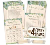 WOODAMORE Woodland Baby Shower Games for Boy - Forest Baby Shower Bingo Game for 25 Guests, Fun Mommy Or Daddy Game Trivia Woodland Theme Babies Showers Decorations Ideas
