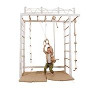 WoodandHearts pull up bar, Made in EU, gymnastics bar, pull-up bars, gym accessories, play gym, climbing frame, indoor climbing frame, Swedish Ladder with Accessories in White+Natural Wood Color
