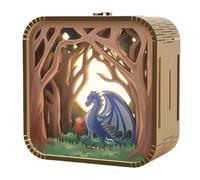 Woodbests 3-D Wooden Puzzle Night Light, Diy Led Light Winter Night Wooden Puzzle, Led 3-D Wood Puzzle Nightlight Home Décor, Home Desk Decor Family Game (Warrior and Dragon)