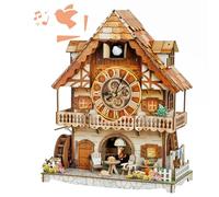WOODBESTS 3D Puzzles for Adults - German Pastoral Cottage Cuckoo Clock, 3D Wooden Clock with Functional Timepiece, Mechanical Wooden Model Building Kit, DIY Wall Art Clock for Home Decor Gifts