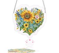 WOODBESTS Acrylic Puzzles Suncatcher Window Hanging, 8.2 in The Heart's Flowers Puzzle, Suncatcher for Doors Garden, Mother's Day Christmas Birthday Gifts for Women Men, 83 Pcs