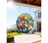 WOODBESTS Acrylic Puzzles Suncatcher Window Hanging, 83 Pieces Lotus Pond Dream Puzzle, Suncatcher for Doors Garden, Mother's Day Christmas Birthday Gifts for Women Men (L - 8.9 * 8.9 in)