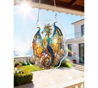 WOODBESTS Acrylic Puzzles Suncatcher Window Hanging, 83 Pieces Sacred Dragon Puzzle, Suncatcher for Doors Garden, Mother's Day Christmas Birthday Gifts for Women Men (M - 8.2 * 8 in)