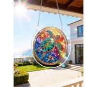 WOODBESTS Acrylic Puzzles Suncatcher Window Hanging, 83 Pieces Stained Glass Sea Turtle Puzzle, Suncatcher for Doors Garden, Mother's Day Christmas Birthday Gifts for Women Men (L - 8.9 * 8.9 in)