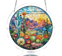 WOODBESTS Acrylic Suncatcher Puzzles, Suncatcher for Doors Garden Window Hanging, Flowers and Hummingbird Puzzle, Birthday for Lover (L - 8.9 * 8.9in)