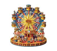 WOODBESTS Wooden Puzzles for Adults, Circus Ferris Wheel Wooden Jigsaw Puzzles, Unique Shape Cut Wood Adult Puzzle, Christmas Birthday Gifts for Puzzle Lover (L-34 * 29cm 245pcs)