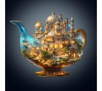 WOODBESTS Wooden Puzzles for Adults, Magic Lamp WorId Wooden Jigsaw Puzzles, Unique Shape Cut Wood Adult Puzzle, Christmas Birthday Gifts for Puzzle Lover (L, 34 x 29.4 cm, 190 pcs)