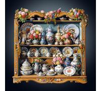 WOODBESTS Wooden Puzzles for Adults, Porcelain Treasures Wooden Jigsaw Puzzles, Unique Shape Cut Wood Adult Puzzle, Christmas Birthday Gifts for Puzzle Lover (L, 32 x 32 cm, 270 pcs)