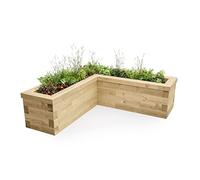 WoodBlocX Raised Beds For Garden, L-Shaped Outdoor Corner Wooden Planters To Grow Plants, Flowers & Vegetables. Large Raised Bed Planter- Easy To Assemble, No Power Tool Needed (150x150x45x45)