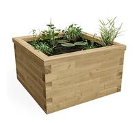 WoodBlocX Raised Pond Kit, Square Wooden Garden Pond, For Fish, Plants & Other Wildlife. Outdoor Water Features For The Garden- Easy To Install & No Power Tools Needed - (1.125 x 1.125 x 0.65m)