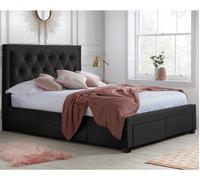 Woodbury - King Size - 4 Drawer Storage Bed - Black - Velvet - 5ft - Happy Beds