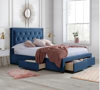 Woodbury - King Size - 4 Drawer Storage Bed - Blue - Velvet - 5ft - Happy Beds