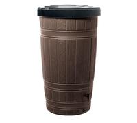 Woodcan rainwater tank Plastic Water Butt Container wood look barrel 265L Storage Garden Irrigation (Brown)