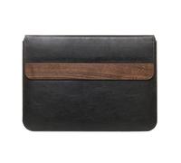 Woodcessories - Wooden MacBook Bag compatible with MacBook 11-13" of real walnut wood, EcoPouch (Black Leather)