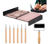 Woodcut Printing Kit - Linoleum Engraving Kit with Ink Roller and Cutter - Complete Block Stamp Making Tool Kit Ideal for Art Students and Pro Artists