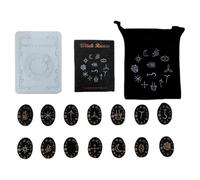Woodcut Stones with Storage Bag Family Board Game Props Divinations Wood Game Engraved Stones Set