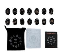 Woodcut Stones with Storage Bag Family Board Game Props Divinations Wood Game Engraved Stones Set