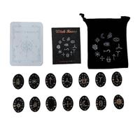 Woodcut Stones with Storage Bag Family Board Game Props Divinations Wood Game Engraved Stones Set